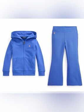 Ralph Lauren Girls Blue Hoodie & Flare Leggings Set | New w/ Tags + Gift Box